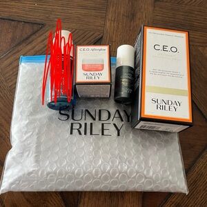 Sunday Riley set, ceo afterglow, ceo 15% vitamin c, and autocorrect